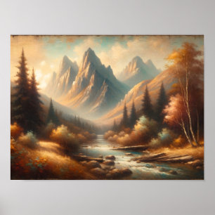 Alpine Serenity: Majestic Mountain Landscape Poster