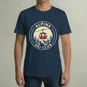 Alpine Ski Club Vintage Retro Mountain Badge T-Shirt