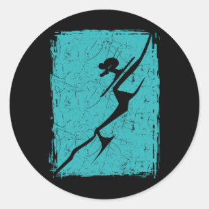 Alpine Ski Distressed Slope Downhill Skiing Skier Classic Round Sticker