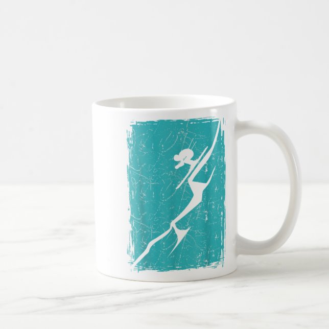 Alpine Ski Distressed Slope Downhill Skiing Skier  Coffee Mug (Right)