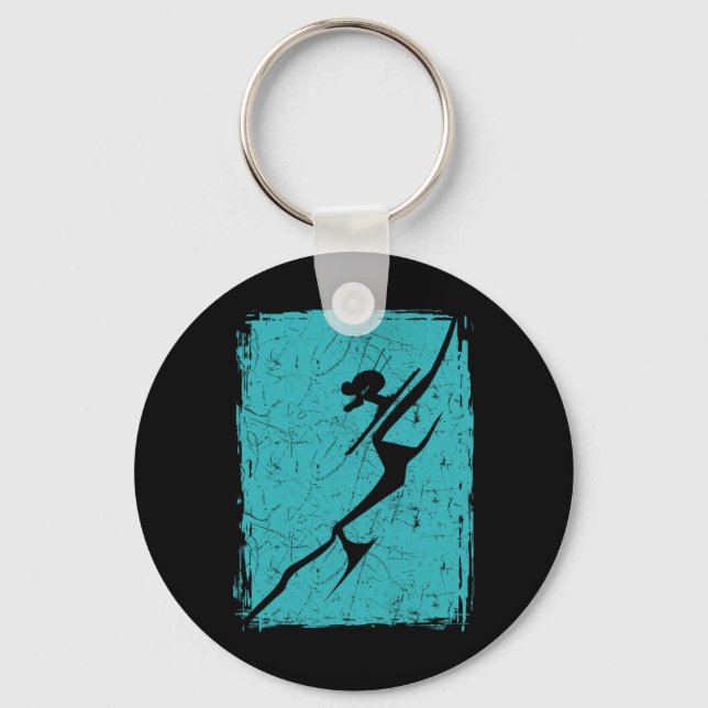 Alpine Ski Distressed Slope Downhill Skiing Skier  Key Ring (Front)