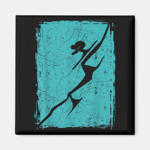 Alpine Ski Distressed Slope Downhill Skiing Skier Magnet