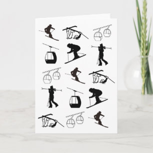 Alpine Ski, Downhill Skier Motif Grid Card