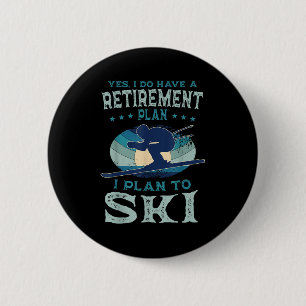 Alpine Ski Slope Downhill Retired Skier Retirement 6 Cm Round Badge