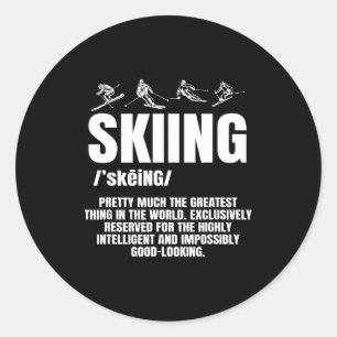 Alpine ski slope downhill skiing skier sports classic round sticker