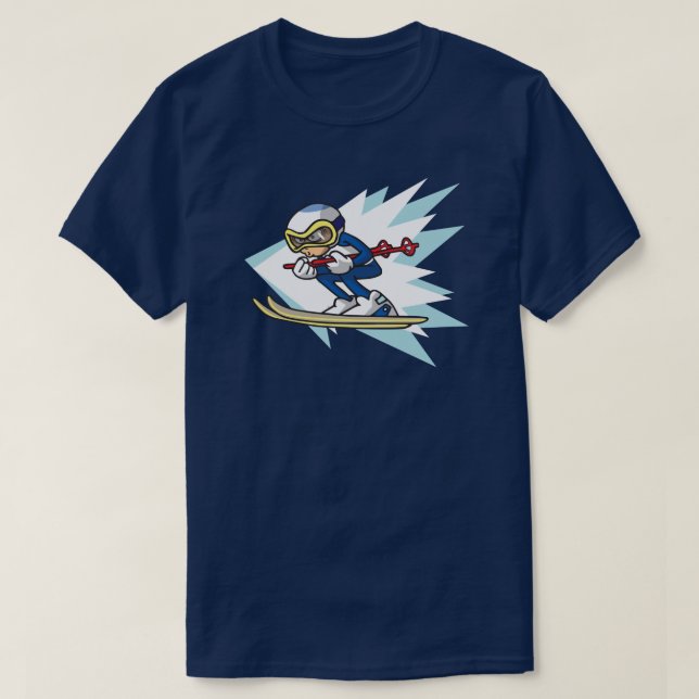 Alpine Skier anime style illustration Winter Games T-Shirt (Design Front)