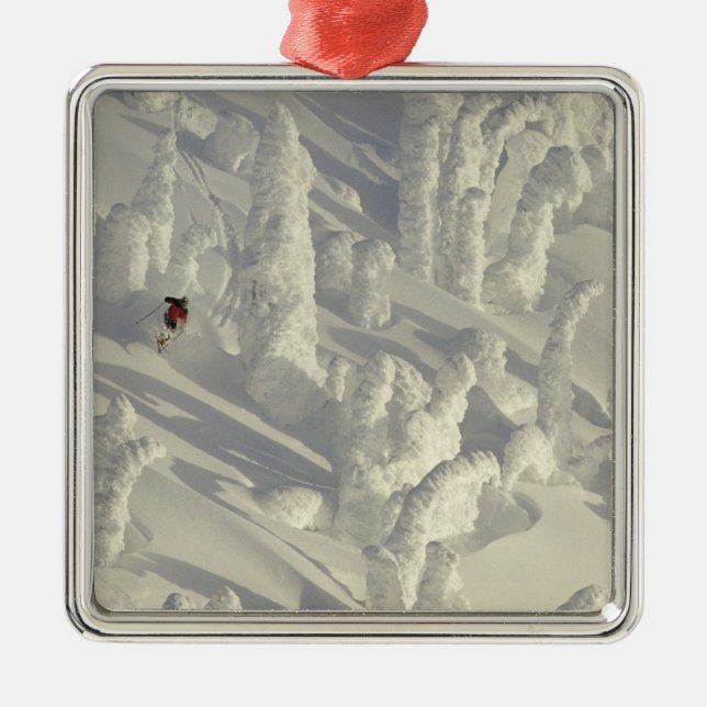 Alpine Skier in thick snowghosts at Big Metal Tree Decoration (Front)