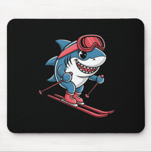 Alpine Skier Shark With Goggles Winter Snow Slopes Mouse Pad