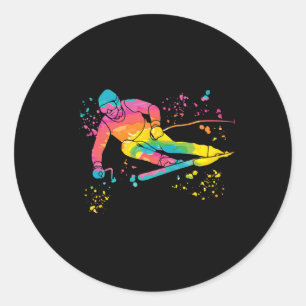 Alpine Skier Winter Sports Nordic Skiing _14  Classic Round Sticker