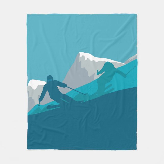 Alpine Skiers All-Mountain Skiing  Fleece Blanket (Front)