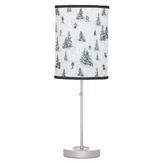 Alpine Skiers and Hidden Yetis - Downhill Skiing Desk Lamp