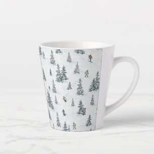 Alpine Skiers and Hidden Yetis - Downhill Skiing  Latte Mug