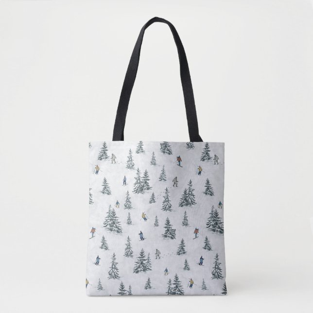 Alpine Skiers and Hidden Yetis - Downhill Skiing  Tote Bag (Front)