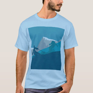 Alpine Skiers Downhill Skiing Light Blue  T-Shirt