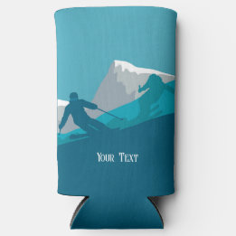 Alpine Skiers Downhill Skiing  Personalised Seltzer Can Cooler