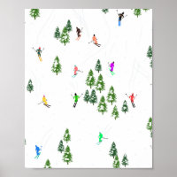 Alpine Skiers Skiing Illustration Skier