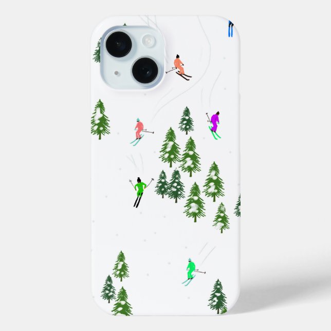  Alpine Skiers Skiing Ski Winter Trees Case-Mate iPhone Case (Back)