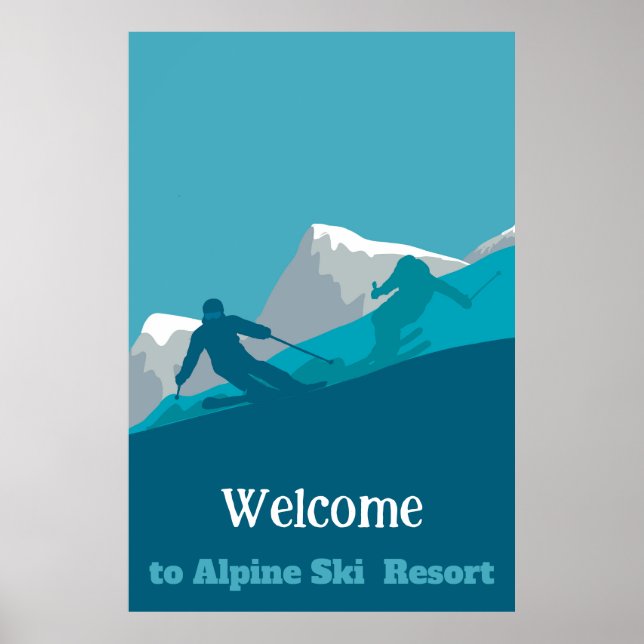  Alpine Skiing Downhill Personalised Add Your Text Poster (Front)