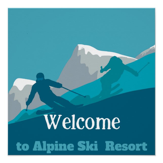 Alpine Skiing Downhill Personalised Add Your Text Poster (Front)