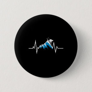 Alpine Skiing Heartbeat Skiing Enthusiast 6 Cm Round Badge