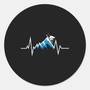 Alpine Skiing Heartbeat Skiing Enthusiast Classic Round Sticker
