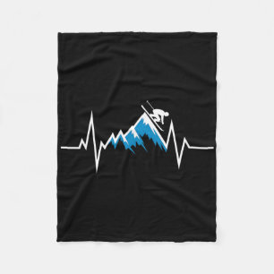Alpine Skiing Heartbeat Skiing Enthusiast  Fleece Blanket