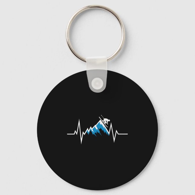 Alpine Skiing Heartbeat Skiing Enthusiast  Key Ring (Front)
