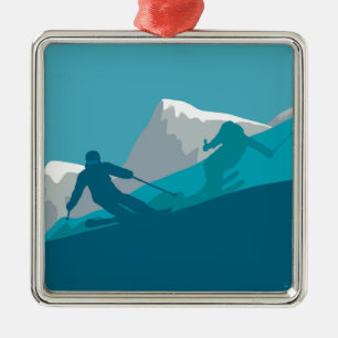 Alpine Skiing  Metal Ornament