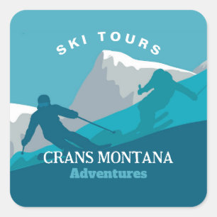 Alpine Skiing Montana Adventures Personalised Square Sticker