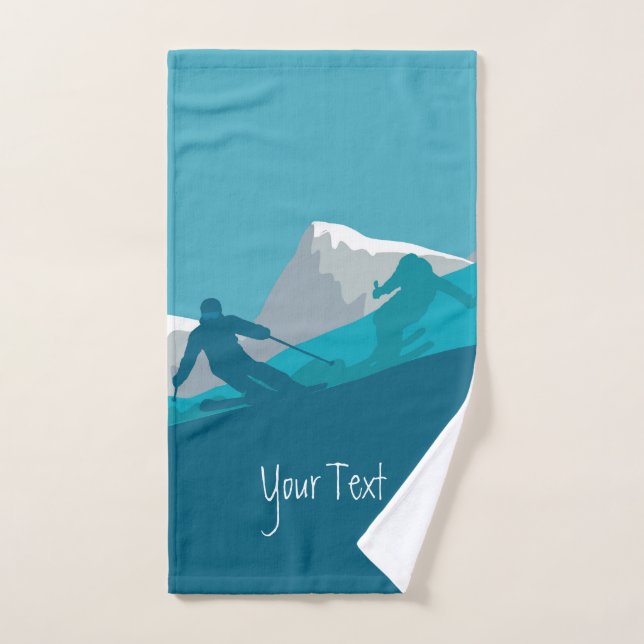 Alpine Skiing  Personalised Bath Towel Set (Hand Towel)
