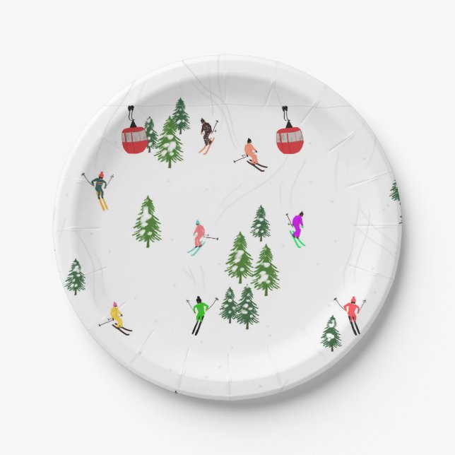  Alpine Skiing | Ski Holiday Skiers Winter  Paper Plate (Front)