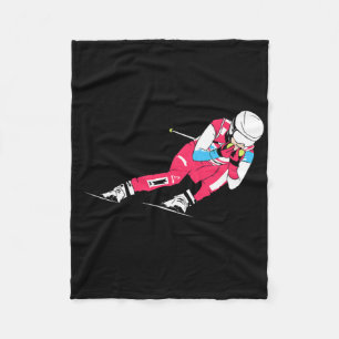 Alpine Skiing Ski Racing Skier Ski Downhill Fleece Blanket