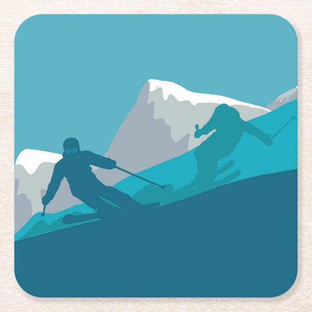 Alpine Skiing    Square Paper Coaster (Front)
