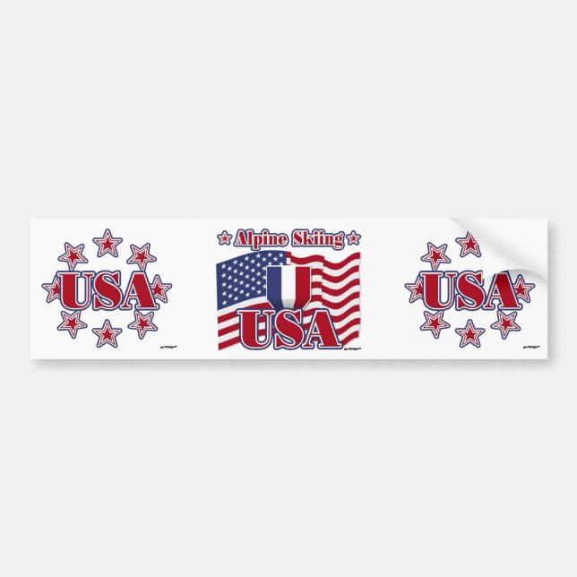 Alpine Skiing USA Bumper Sticker (Front)