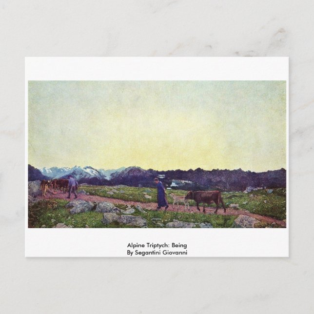 Alpine Triptych: Being By Segantini Giovanni Postcard (Front)