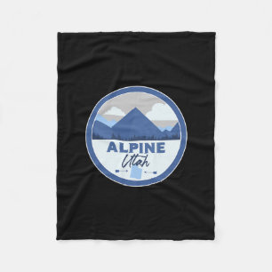Alpine Utah Ut Mountains Badge Hiking Souvenir  Fleece Blanket