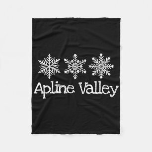 Alpine Valley Mountain Ski Skier Skiing Snowflakes Fleece Blanket
