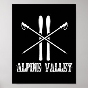 Alpine Valley Ski Skiing Skier Poles Slalom Down H Poster
