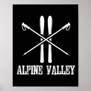 Alpine Valley Ski Skiing Skier Poles Slalom Down H Poster