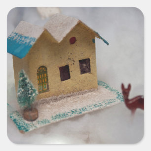 Alpine Village House Square Sticker