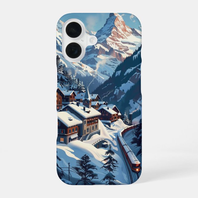 Alpine Village in Winter iPhone 16 Case (Back)