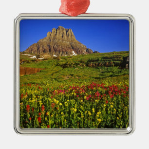 Alpine wildflowers at Logan Pass in Glacier Metal Tree Decoration