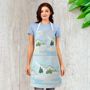 Alpine Winter Landscape with Pine Trees Apron