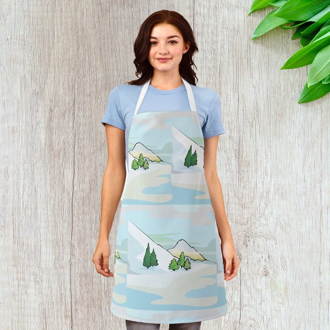 Alpine Winter Landscape with Pine Trees Apron (Creator Uploaded)