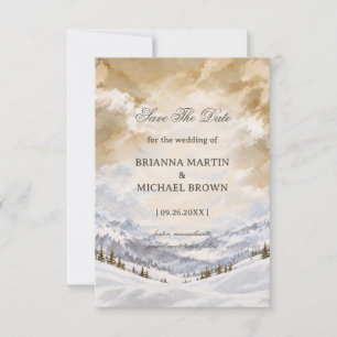 Alpine Winter Watercolor Valley Dreamscape Save The Date