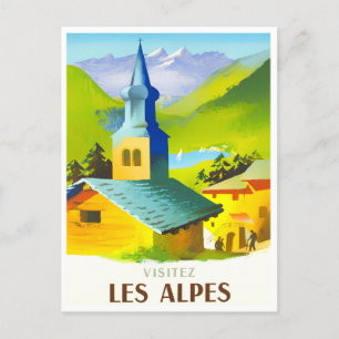 Alps France vintage travel Postcard