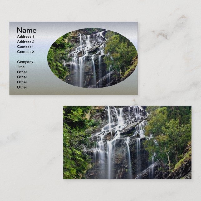 Alps Mountain Top Waterfall Business Card (Front/Back)