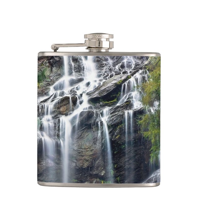 Alps Mountain Top Waterfall Hip Flask (Front)