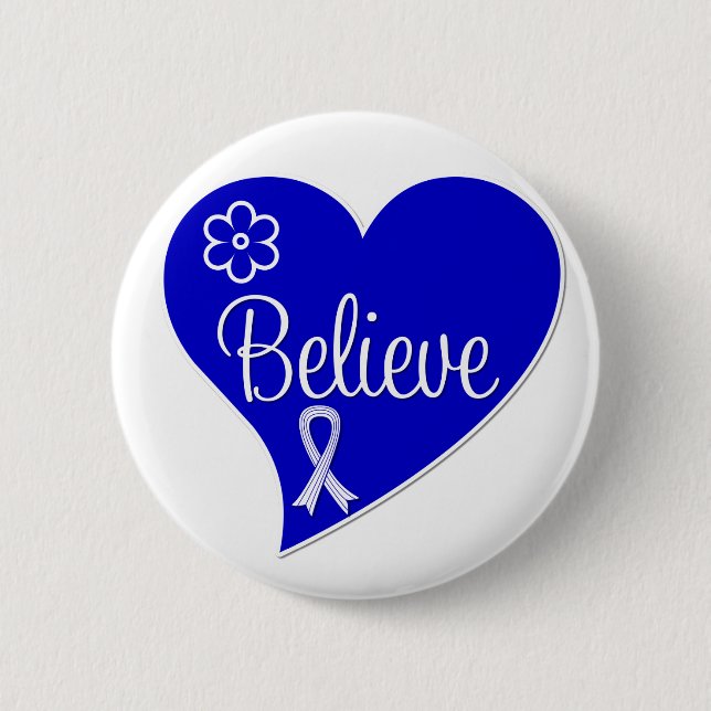 ALS Amyotrophic Lateral Sclerosis Believe Heart 6 Cm Round Badge (Front)