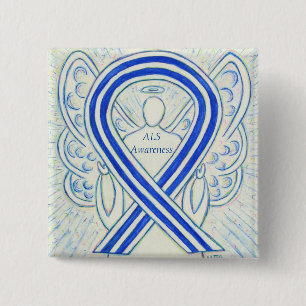ALS Angel Awareness Ribbon Custom Art Pin